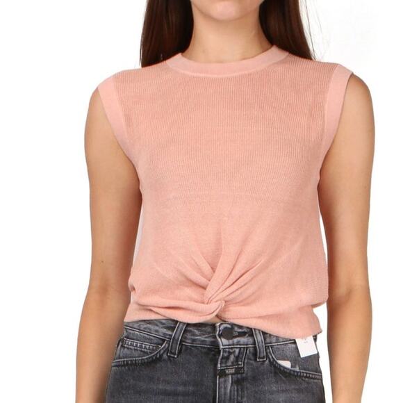 Veronica Beard Tops - Veronica Beard Jeans Kellen Pink Knotted Linen Blend Tank Sleeveless Top, size L